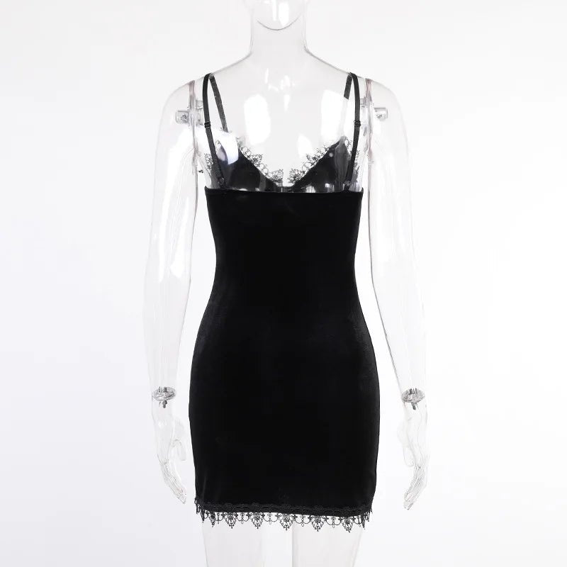 Dark Cross Black Mini Dress Vintage Sexy - Mychicelegant